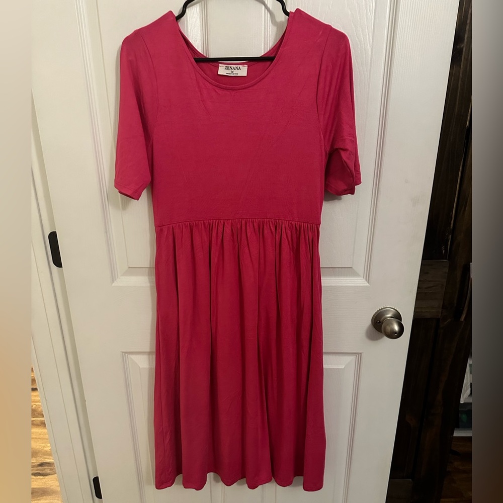 Zenana Pink Midi Dress, Size M